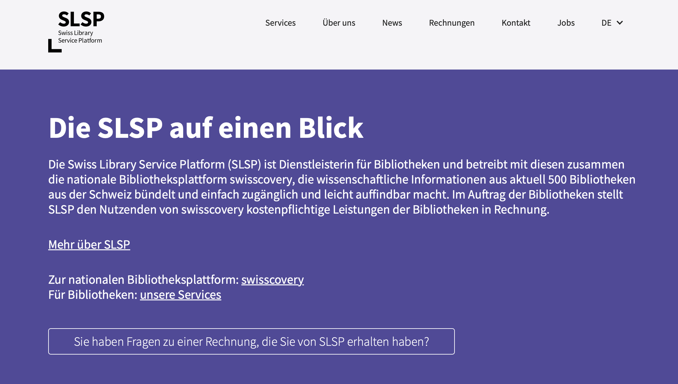 Ein Printscreen der alten Website der SLSP.